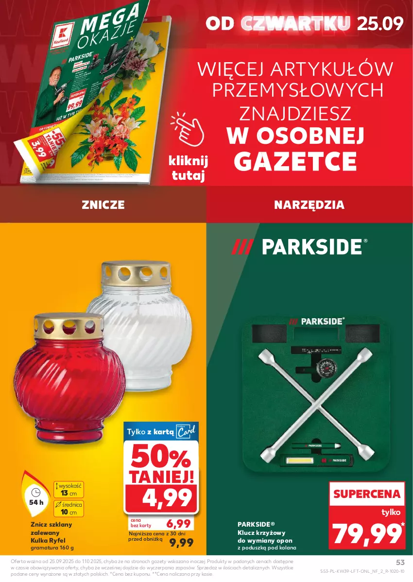 Gazetka promocyjna Kaufland - Gazetka tygodnia - ważna 25.09 do 01.10.2025 - strona 53 - produkty: Gra, LANA, Parkside, Rama, Sok, Znicz