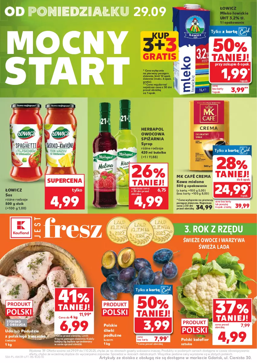 Gazetka promocyjna Kaufland - Gazetka tygodnia - ważna 25.09 do 01.10.2025 - strona 54 - produkty: Gra, Herbapol, Kalafior, Kawa, Kawa mielona, Kurczak, Mleko, Olej, Owoce, Sos, Syrop, Warzywa