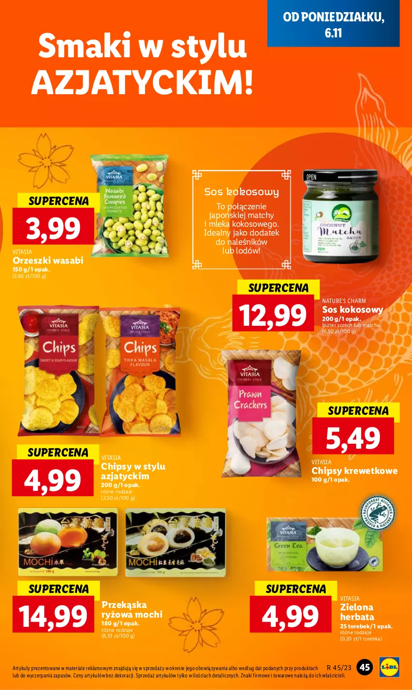 Gazetka promocyjna Lidl - GAZETKA - ważna 06.11 do 08.11.2023 - strona 57 - produkty: Chipsy, Herbata, Kokos, Orzeszki, Ryż, Sos, Torebka, Wasa