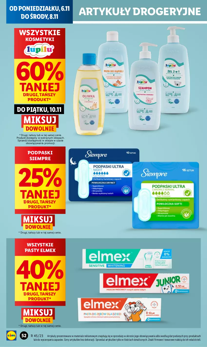 Gazetka promocyjna Lidl - GAZETKA - ważna 06.11 do 08.11.2023 - strona 64 - produkty: Elmex, Podpaski