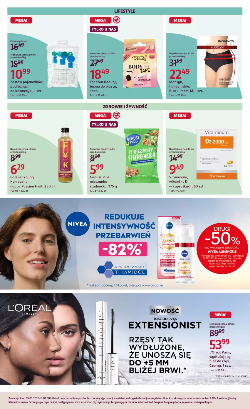Gazetka promocyjna Rossmann - Gazetka promocyjna Rossmanna - ważna 05.03 do 11.03.2026 - strona 6 - produkty: Figi, For Your Beauty, Genuss Plus, L’Oréal, Lack, Marilyn, Mieszanka studencka, Napój, Pojemnik, Tusz, Zdrowie
