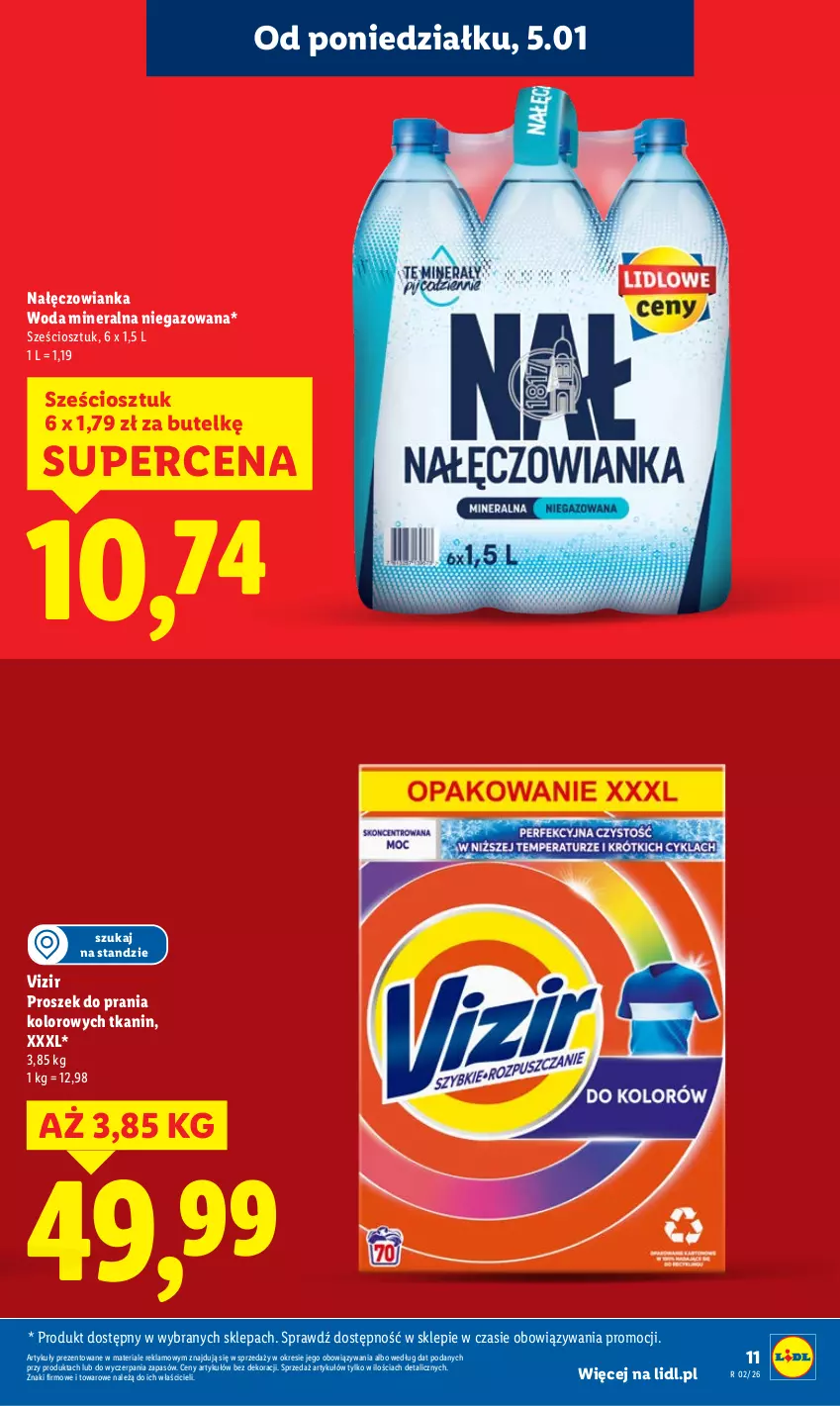Gazetka promocyjna Lidl - GAZETKA - ważna 05.01 do 07.01.2026 - strona 11 - produkty: Nałęczowianka, Proszek do prania, Vizir, Woda, Woda mineralna