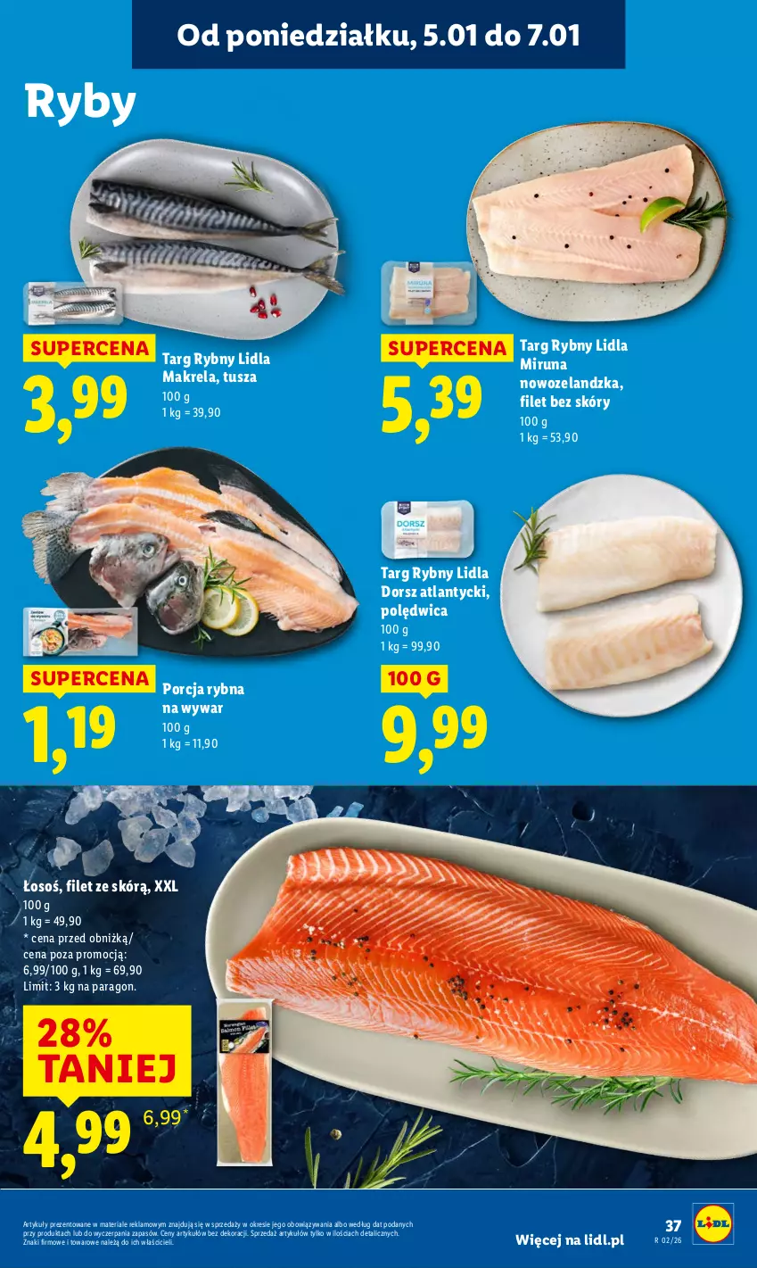 Gazetka promocyjna Lidl - GAZETKA - ważna 05.01 do 07.01.2026 - strona 39 - produkty: Dorsz, Miruna, Polędwica, Por, Tusz