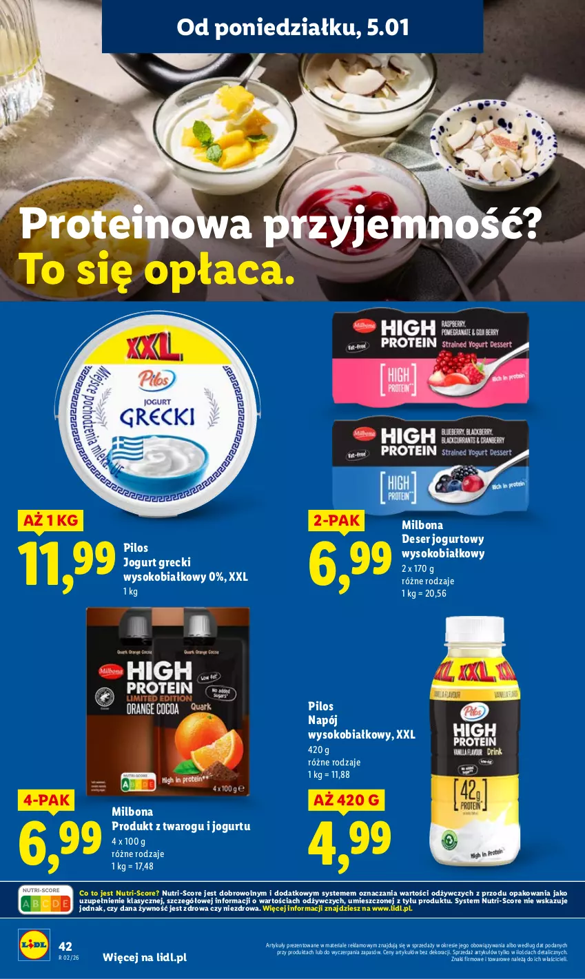 Gazetka promocyjna Lidl - GAZETKA - ważna 05.01 do 07.01.2026 - strona 44 - produkty: Deser, Jogurt, Napój, Pilos, Ser, Sok