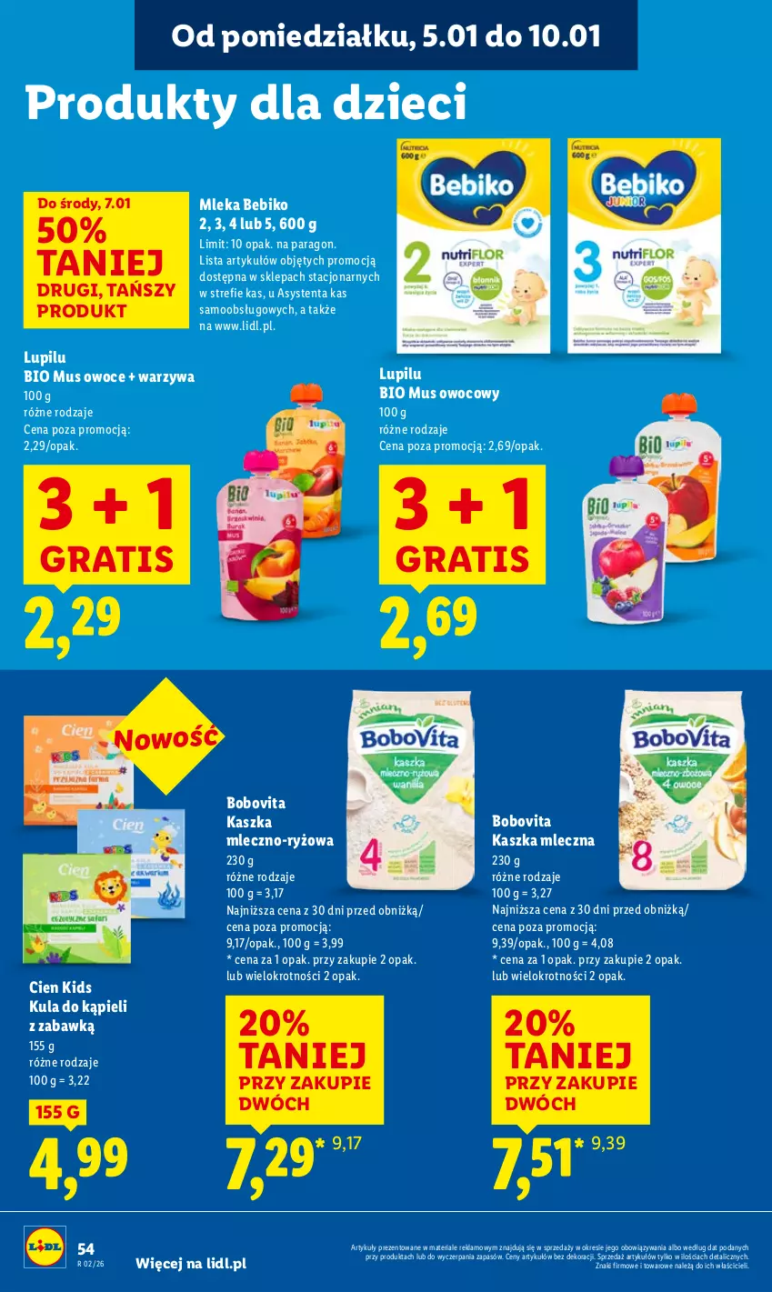 Gazetka promocyjna Lidl - GAZETKA - ważna 05.01 do 07.01.2026 - strona 56 - produkty: Bebiko, BoboVita, Dzieci, Gra, Kula do kąpieli, Mus, Owoce, Ryż, Warzywa