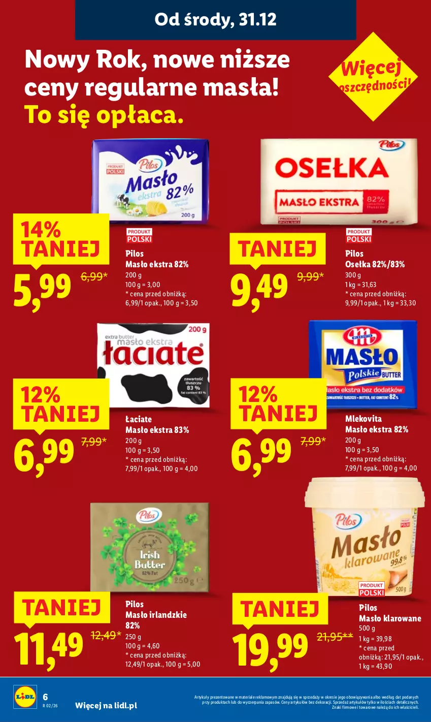 Gazetka promocyjna Lidl - GAZETKA - ważna 05.01 do 07.01.2026 - strona 6 - produkty: Masło, Masło klarowane, Mleko, Mlekovita, Pilos