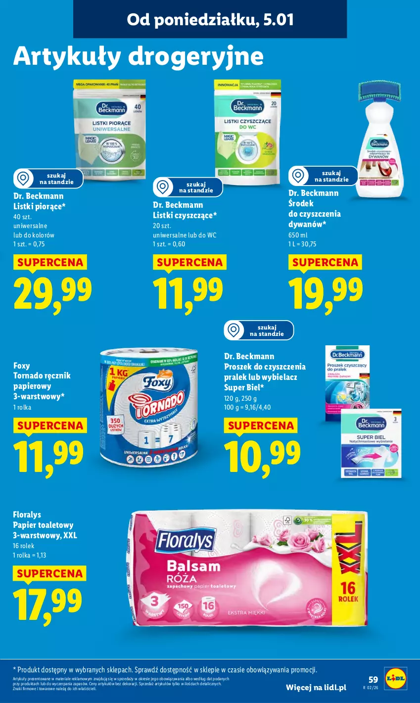 Gazetka promocyjna Lidl - GAZETKA - ważna 05.01 do 07.01.2026 - strona 61 - produkty: Dywan, Flora, Foxy, Papier, Papier toaletowy, Ręcznik