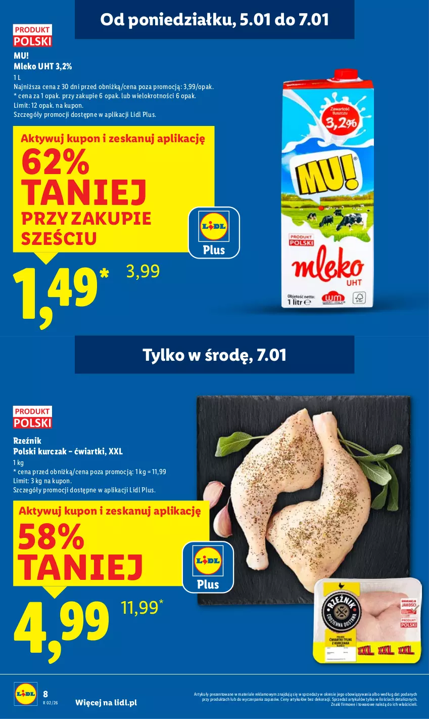 Gazetka promocyjna Lidl - GAZETKA - ważna 05.01 do 07.01.2026 - strona 8 - produkty: Kurczak, Mleko