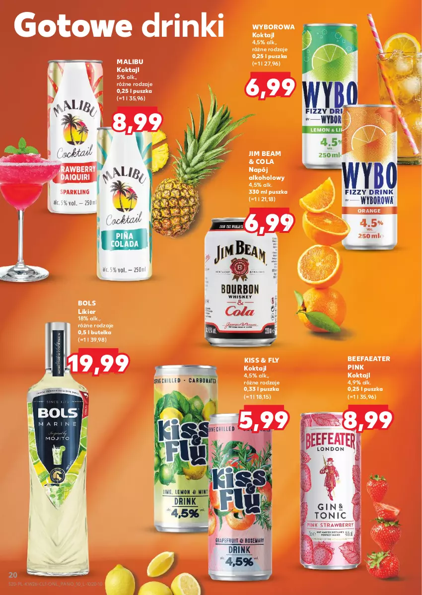 Gazetka promocyjna Kaufland - Barek Kauflandu - ważna 26.06 do 09.07.2025 - strona 20 - produkty: Bols, Fa, Jim Beam, Likier, Malibu, Napój, Wyborowa