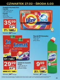Gazetka promocyjna Delikatesy Centrum - NOWA GAZETKA Delikatesy Centrum od 27 lutego! 27.02-5.03.2025 - Gazetka - ważna od 05.03 do 05.03.2025 - strona 43 - produkty: Domestos, Rum, Tablet, Vizir, Somat, Płyn do wc, Zmywarki, Tabletki do zmywarki