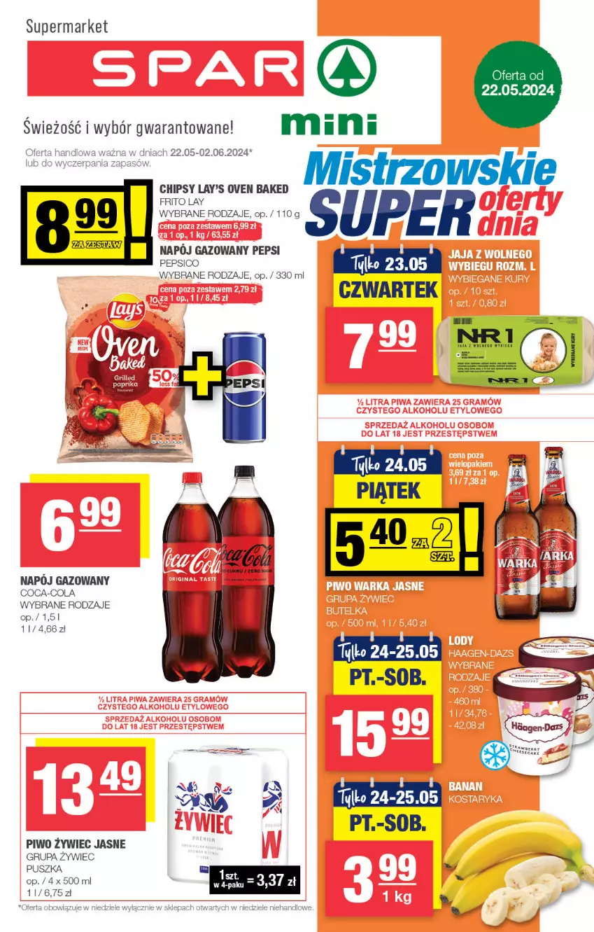 Gazetka promocyjna Spar - Spar-Mini - ważna 19.05 do 29.05.2024 - strona 1 - produkty: Chipsy, Coca-Cola, Napój, Napój gazowany, Pepsi, Piwo