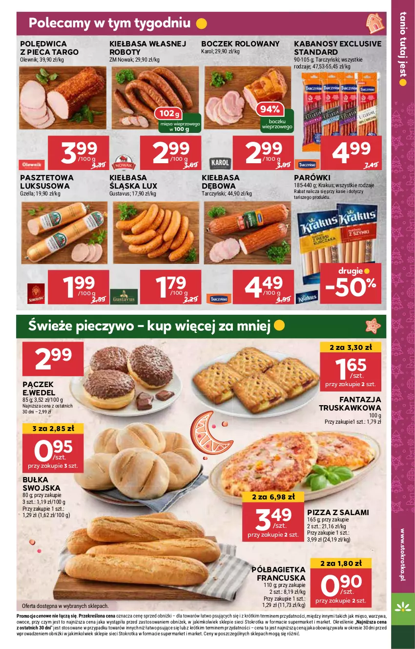 Gazetka promocyjna Stokrotka - Supermarket - ważna 05.12 do 11.12.2024 - strona 13 - produkty: Bagietka, Boczek, Bułka, Fa, Fanta, Kabanos, Kiełbasa, Kiełbasa śląska, Mięso, NOWAK, Olewnik, Owoce, Pączek, Parówki, Pasztet, Piec, Pieczywo, Pizza, Półbagietka, Polędwica, Robot, Salami, Warzywa