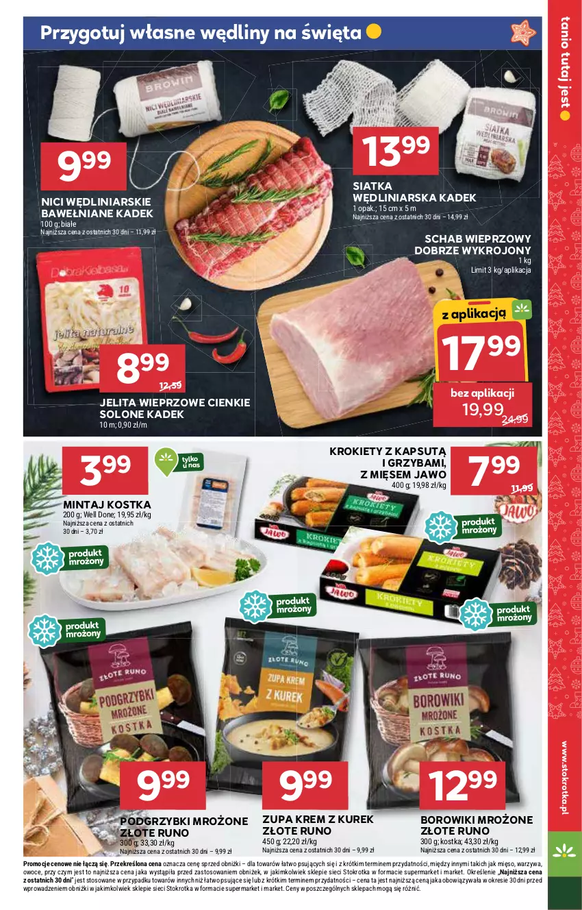 Gazetka promocyjna Stokrotka - Supermarket - ważna 05.12 do 11.12.2024 - strona 15 - produkty: Borowiki, Krokiety, Mięso, Mintaj, Owoce, Podgrzybki, Schab wieprzowy, Siatka, Warzywa, Zupa