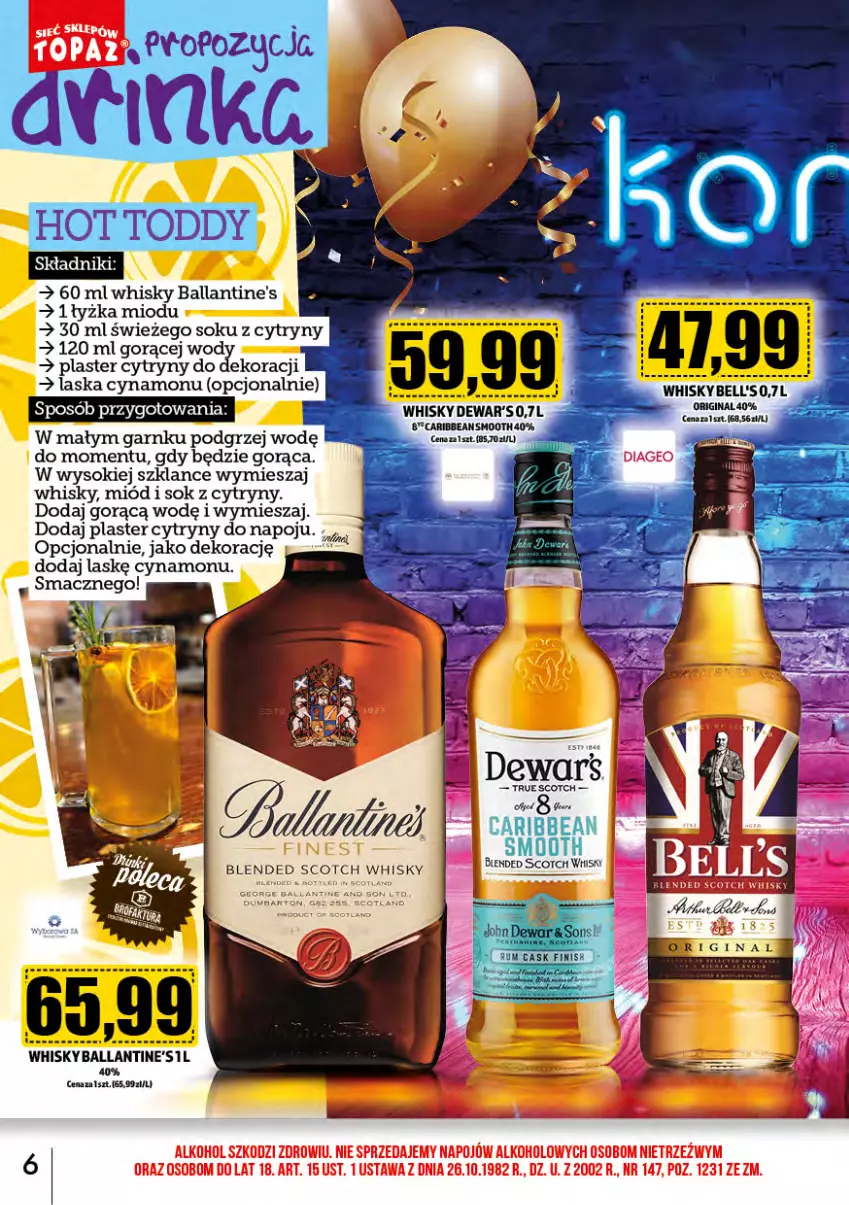 Gazetka promocyjna Topaz - Gazetka - ważna 01.02 do 29.02.2024 - strona 6 - produkty: Ballantine's, Cytryny, Gin, Miód, Sok, Whisky
