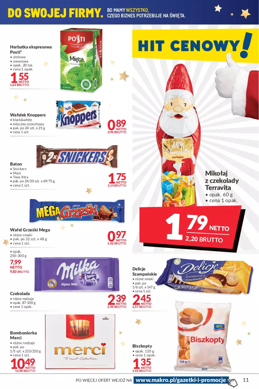 Gazetka promocyjna Makro - [Oferta promocyjna] Artykuły spożywcze i przemysłowe - ważna 30.11 do 13.12.2021 - strona 11 - produkty: Baton, Biszkopty, Czekolada, Delicje, Grześki, Knoppers, Lack, Mars, Merci, Snickers, Twix, Wafelek