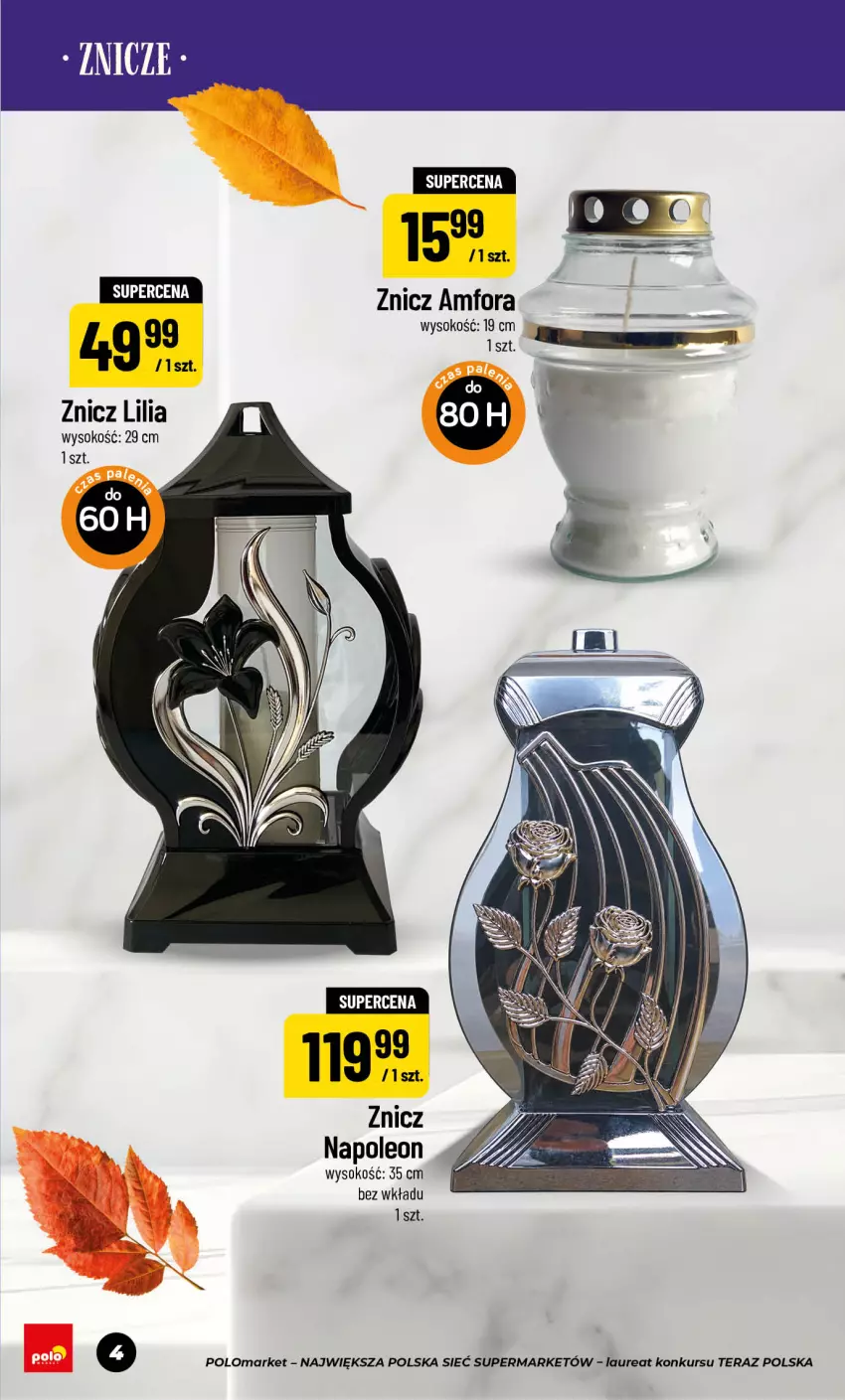 Gazetka promocyjna PoloMarket - Katalog NF Znicze - ważna 11.09 do 05.11.2026 - strona 4 - produkty: Laur, Leon, Oleo, Sok, Tera, Znicz