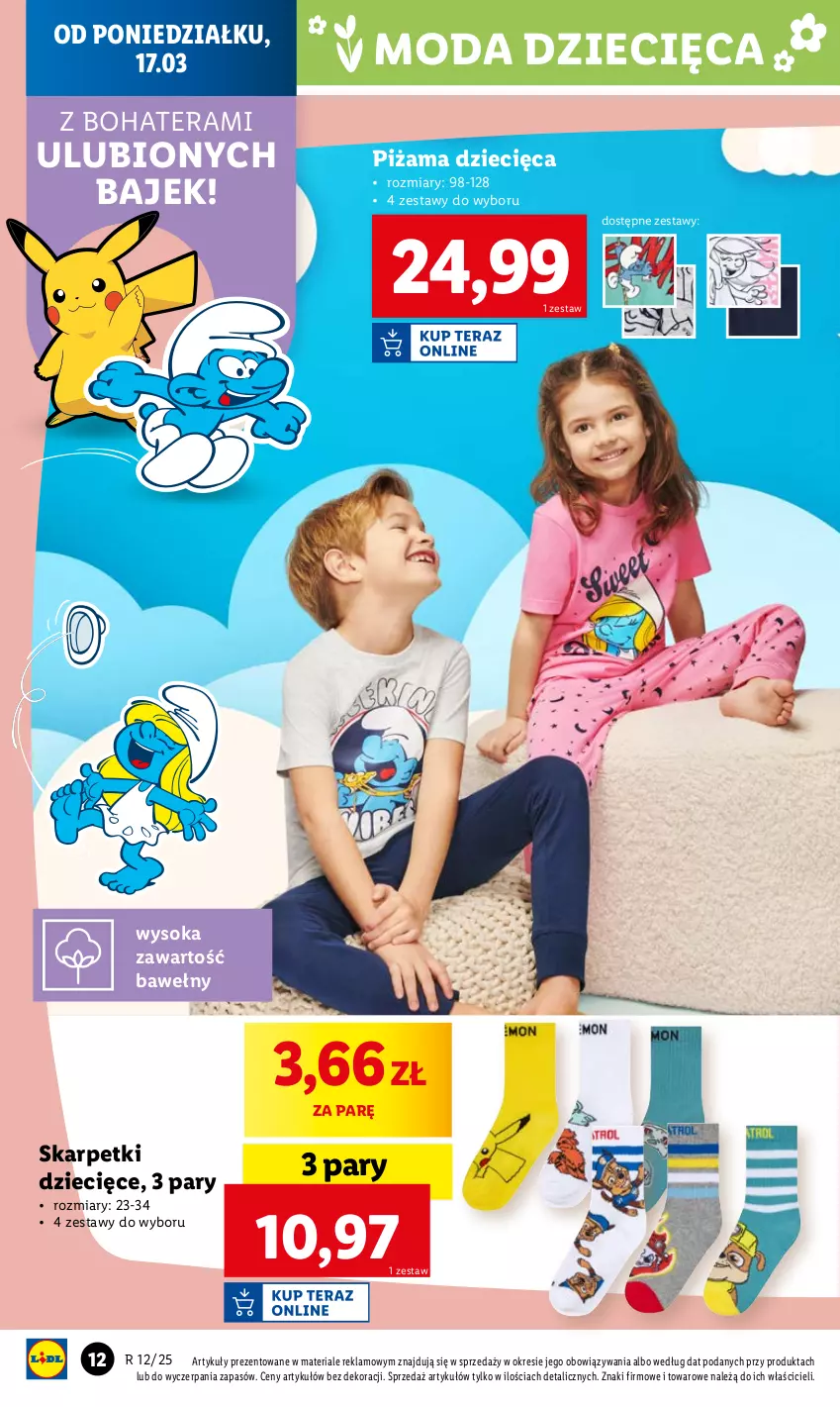 Gazetka promocyjna Lidl - GAZETKA - ważna 17.03 do 22.03.2025 - strona 12 - produkty: Dzieci, Karp, Moda, Piżama, Skarpetki, Sok, Tera