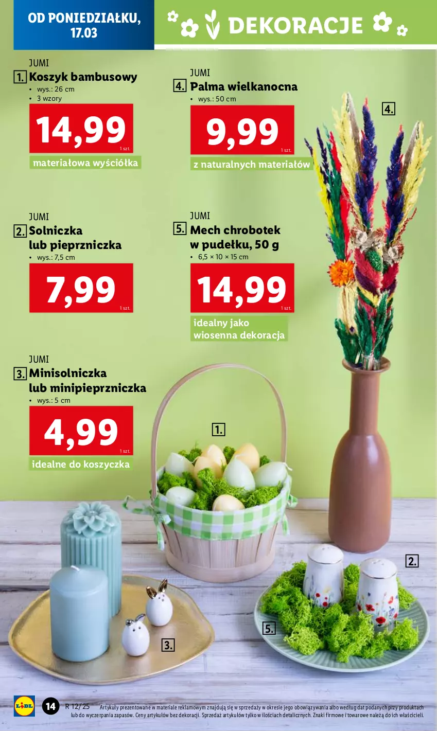 Gazetka promocyjna Lidl - GAZETKA - ważna 17.03 do 22.03.2025 - strona 14 - produkty: Kosz, Palma, Pieprz, Pieprzniczka, Robot, Solniczka, Znicz