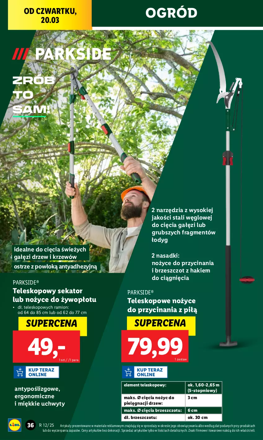 Gazetka promocyjna Lidl - GAZETKA - ważna 17.03 do 22.03.2025 - strona 38 - produkty: Noż, Nożyce, Ogród, Parkside, Sekator, Sok, Teleskop, Top, Uchwyty