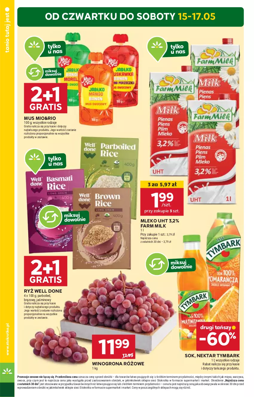 Gazetka promocyjna Stokrotka - Market - ważna 15.05 do 21.05.2025 - strona 2 - produkty: Fa, Farm Milk, Gra, Mięso, Mleko, Mus, Nektar, Owoce, Por, Ryż, Sok, Tymbark, Warzywa, Wino, Winogrona