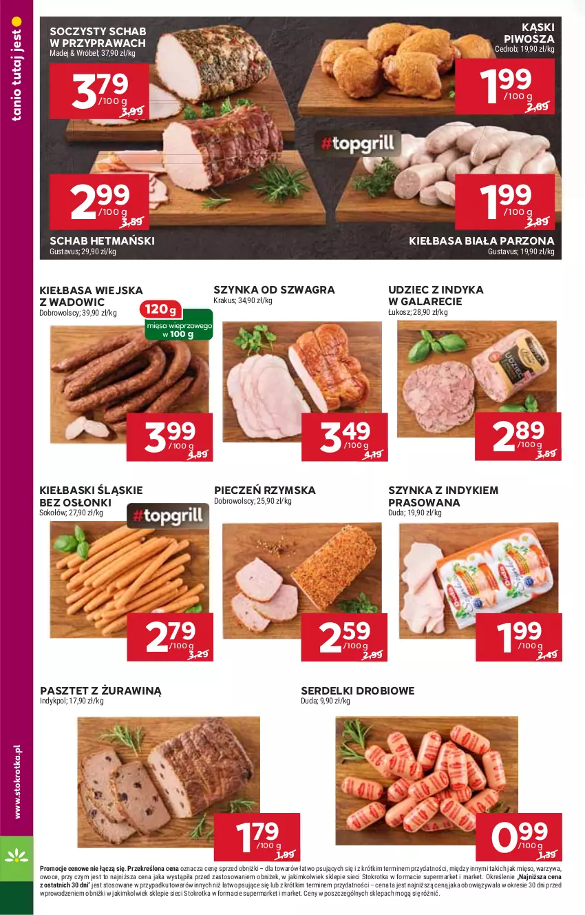 Gazetka promocyjna Stokrotka - Market - ważna 15.05 do 21.05.2025 - strona 6 - produkty: Duda, Gala, Gra, Kiełbasa, Kiełbasa biała, Kiełbasa wiejska, Kiełbaski śląskie, Kosz, Krakus, Mięso, Owoce, Pasztet, Piec, Pieczeń rzymska, Piwo, Ser, Serdelki, Sok, Sokołów, Szynka, Udziec z indyka, Udziec z indyka w galarecie, Warzywa