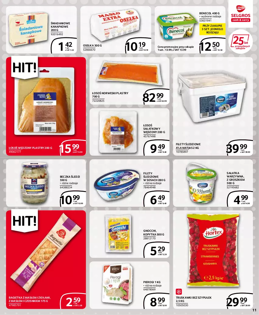 Gazetka promocyjna Selgros - Extra Oferta - ważna 01.03 do 31.03.2022 - strona 11 - produkty: Bagietka, Benecol, Danio, Gnocchi, Kopytka, Matjas, Pierogi, Sałat, Sałatka, Sałatka warzywna, Sos, Truskawki