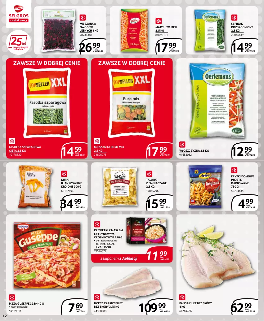 Gazetka promocyjna Selgros - Extra Oferta - ważna 01.03 do 31.03.2022 - strona 12 - produkty: Dorsz, Fa, Frytki, Krewetki, Panga, Pizza, Szpinak