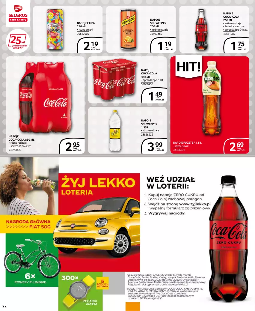 Gazetka promocyjna Selgros - Extra Oferta - ważna 01.03 do 31.03.2022 - strona 22 - produkty: Coca-Cola, Napój, Napoje, Schweppes