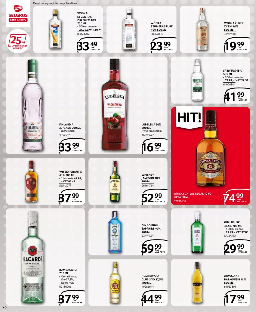 Gazetka promocyjna Selgros - Extra Oferta - ważna 01.03 do 31.03.2022 - strona 26 - produkty: Advocaat, Bacardi, Finlandia, Gin, Gra, Jameson, Pur, Rum, Whiskey, Whisky, Wódka