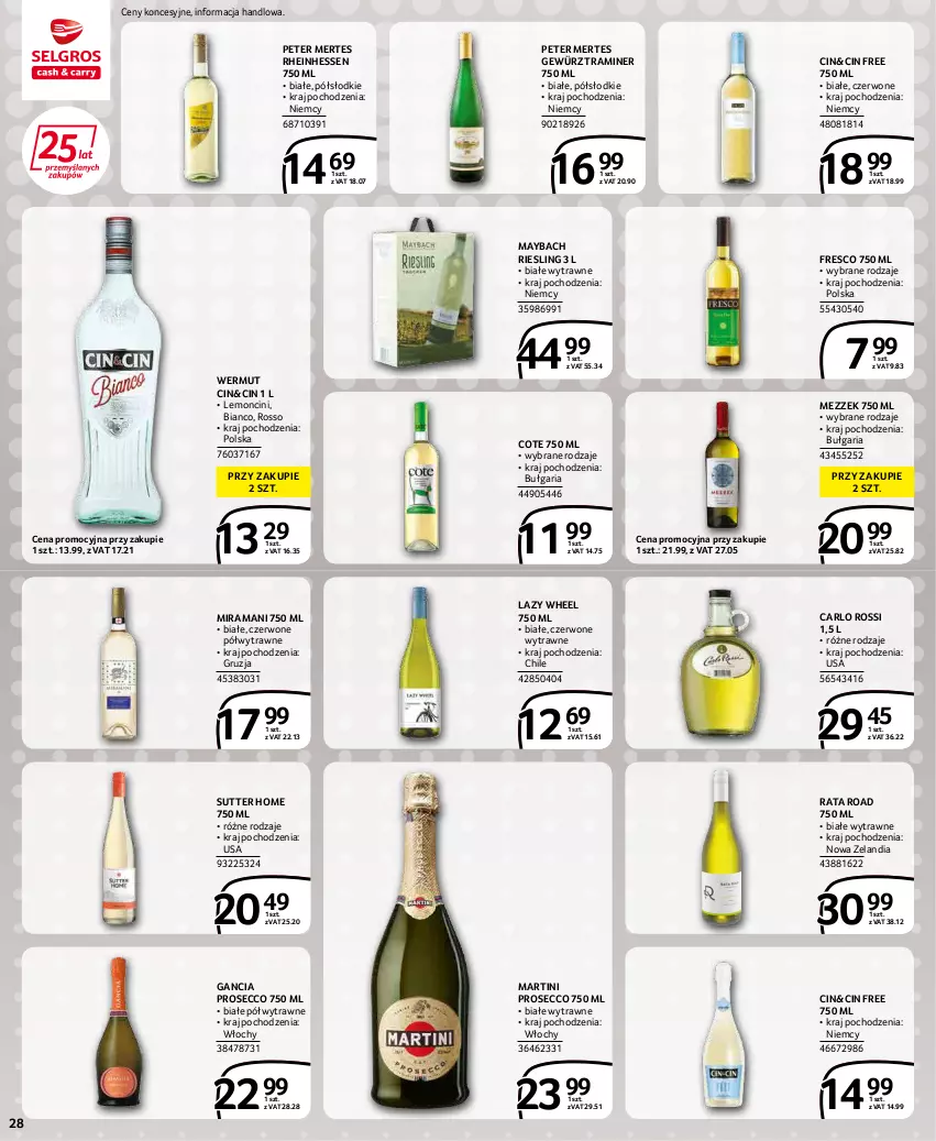 Gazetka promocyjna Selgros - Extra Oferta - ważna 01.03 do 31.03.2022 - strona 28 - produkty: Carlo Rossi, Fresco, Gancia, Martini, Prosecco, Rama