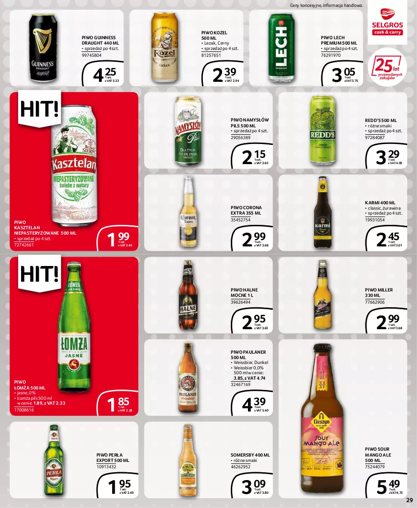 Gazetka promocyjna Selgros - Extra Oferta - ważna 01.03 do 31.03.2022 - strona 29 - produkty: Corona Extra, Karmi, Kasztelan, Kozel, Lech Premium, Mango, Namysłów, Perła, Piwo, Por, Somersby