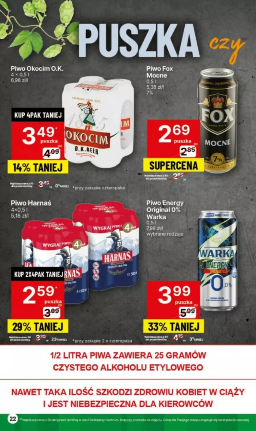 Gazetka promocyjna Delikatesy Centrum - ważna 06.05 do 19.05.2024 - strona 16 - produkty: Gin, Gra, Harnaś, Koc, Okocim, Piec, Piwa, Piwo, Warka