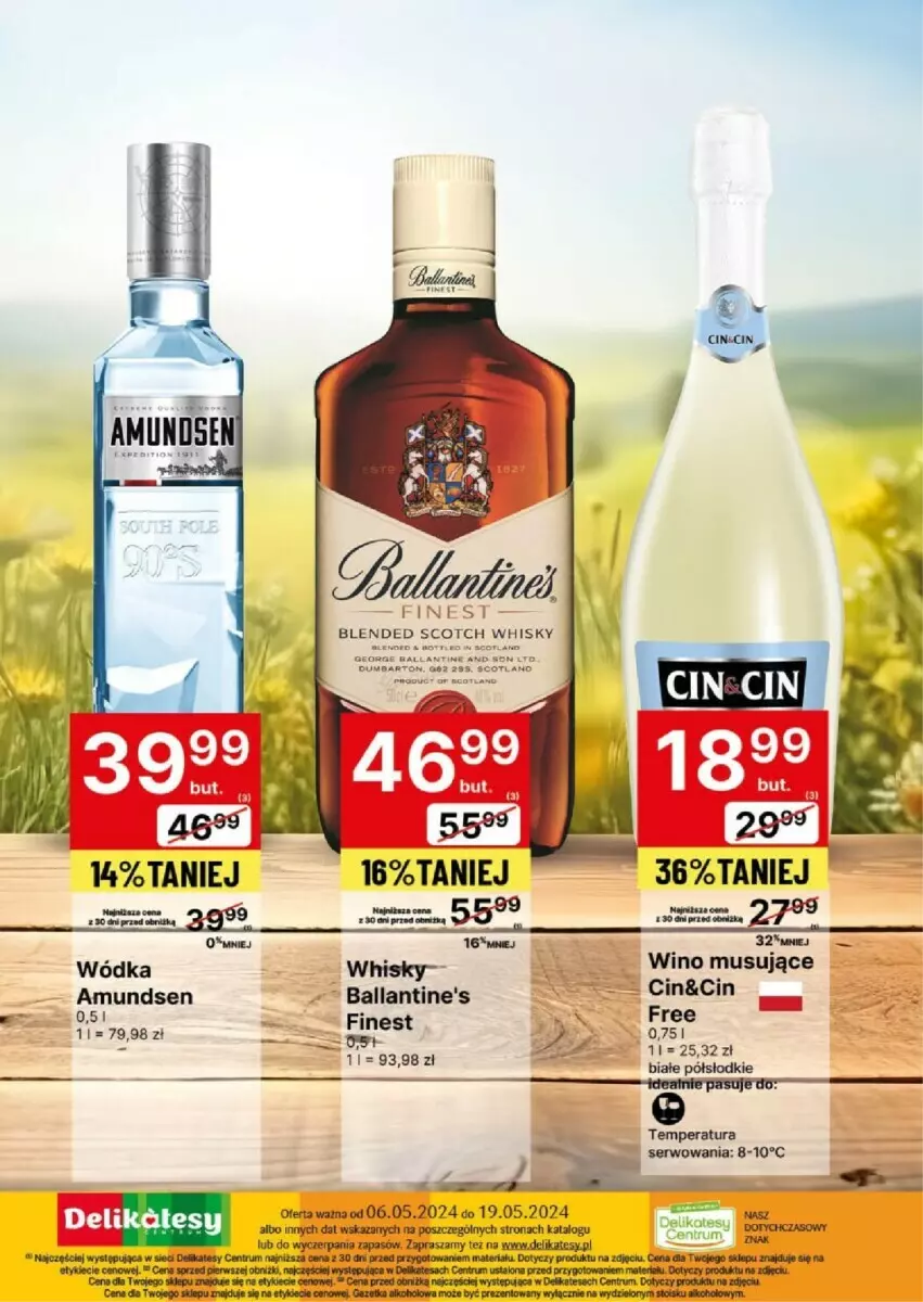 Gazetka promocyjna Delikatesy Centrum - ważna 06.05 do 19.05.2024 - strona 9 - produkty: Amundsen, Ballantine's, Mus, Whisky, Wino, Wino musujące, Wódka