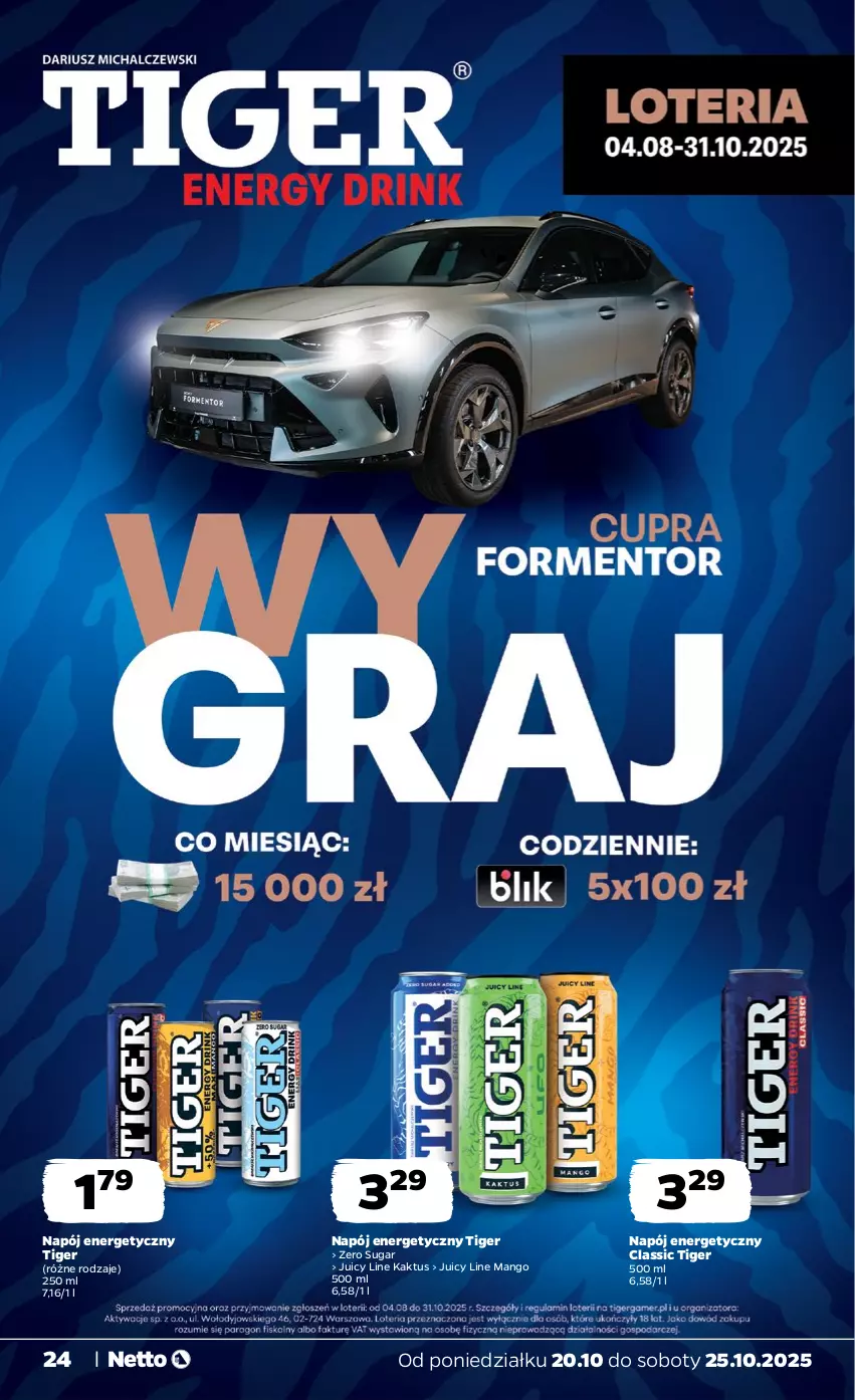 Gazetka promocyjna Netto - Od Poniedziałku - ważna 20.10 do 25.10.2025 - strona 24 - produkty: Kaktus, Mango, Napój, Napój energetyczny, Tiger