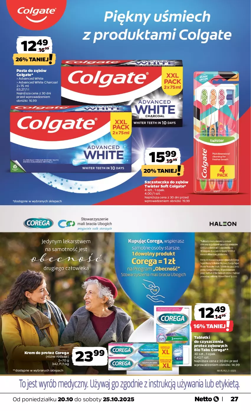 Gazetka promocyjna Netto - Od Poniedziałku - ważna 20.10 do 25.10.2025 - strona 27 - produkty: Colgate, Corega, LG, Pasta do zębów, Szczoteczka, Szczoteczka do zębów, Tablet