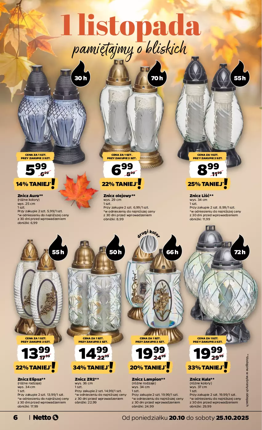 Gazetka promocyjna Netto - Od Poniedziałku - ważna 20.10 do 25.10.2025 - strona 6 - produkty: Lampion, Mięta, Olej, Znicz