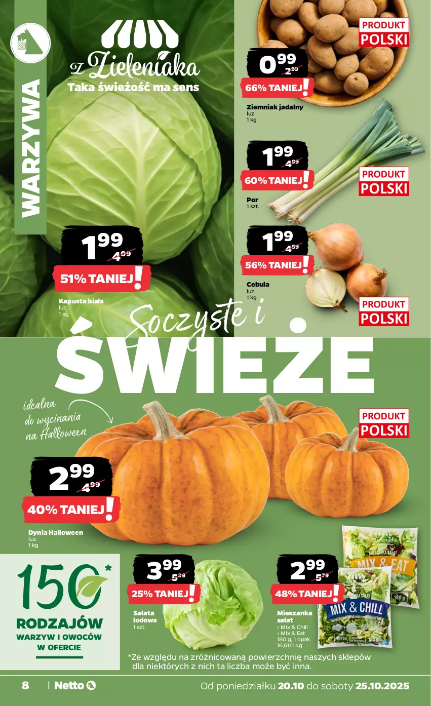 Gazetka promocyjna Netto - Od Poniedziałku - ważna 20.10 do 25.10.2025 - strona 8 - produkty: Cebula, Mieszanka sałat, Por, Sałat, Sałata lodowa, Warzywa