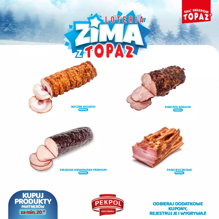 Gazetka promocyjna Topaz - Gazetka - ważna 02.12.2024 do 26.01.2025 - strona 5 - produkty: Boczek, Gry, Kiełbasa, Kiełbasa krakowska, Pekpol