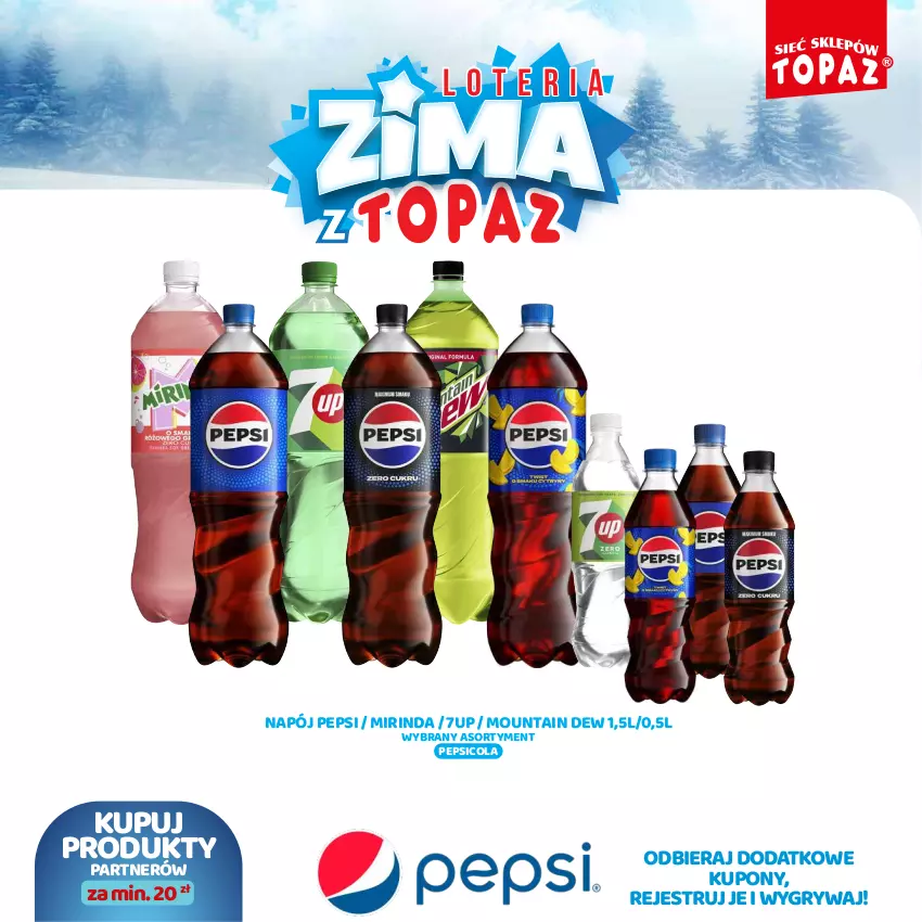 Gazetka promocyjna Topaz - Gazetka - ważna 02.12.2024 do 26.01.2025 - strona 61 - produkty: 7up, Gry, Mirinda, Napój, Pepsi