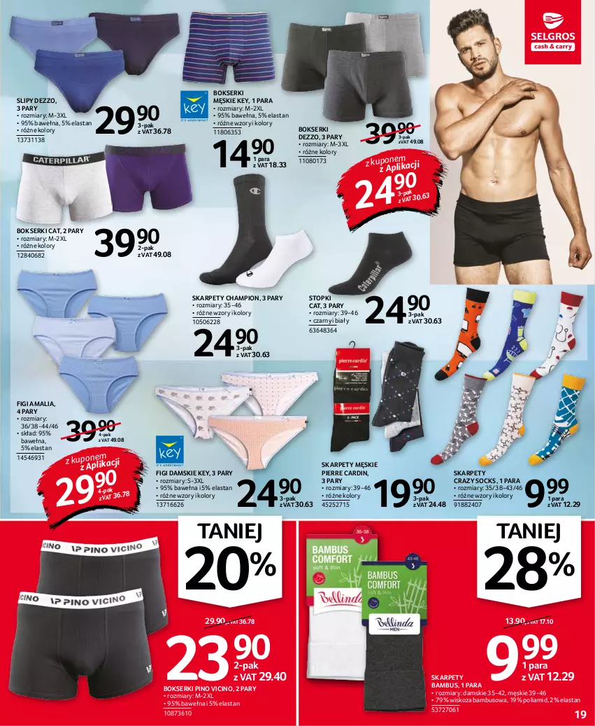 Gazetka promocyjna Selgros - Oferta przemysłowa - ważna 02.09 do 15.09.2021 - strona 19 - produkty: Bokserki, Figi, Karp, Pierre Cardin, Ser, Slipy, Top, Wełna