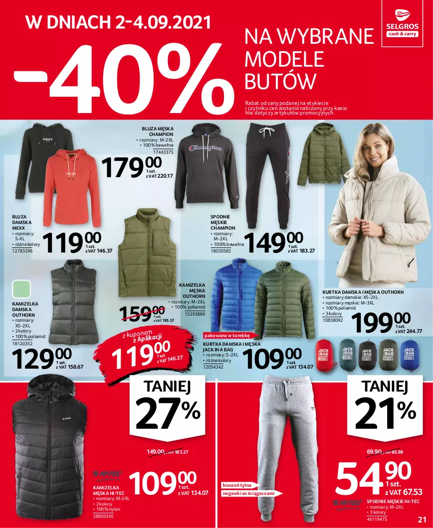 Gazetka promocyjna Selgros - Oferta przemysłowa - ważna 02.09 do 15.09.2021 - strona 21 - produkty: Bluza, Hi-Tec, Kamizelka, Kurtka, Mexx, Spodnie, Wełna