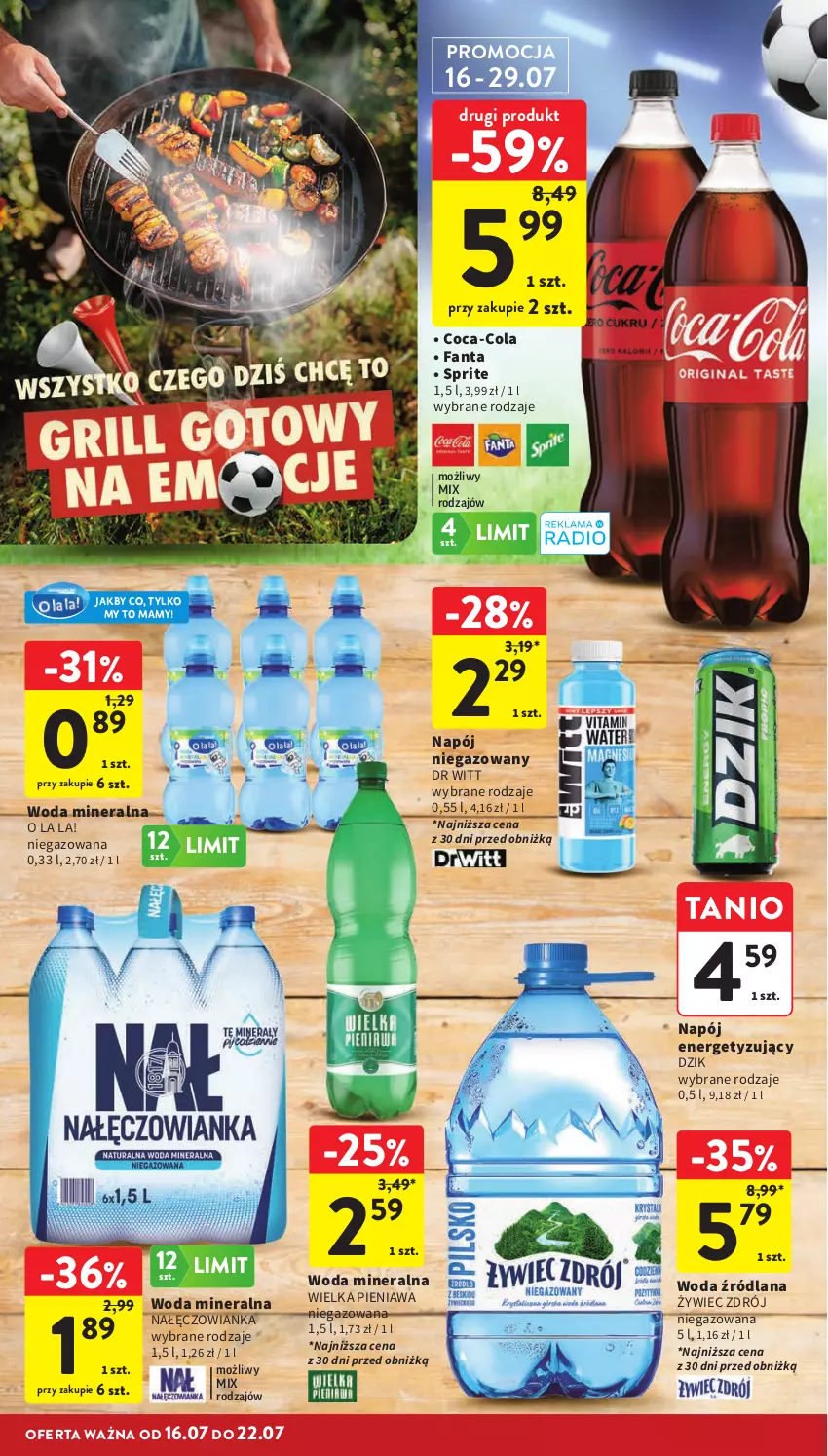 Gazetka promocyjna Intermarche - Gazetka promocyjna - ważna 16.07 do 22.07.2026 - strona 10 - produkty: Coca-Cola, Fa, Fanta, LANA, Nałęczowianka, Napój, Napój niegazowany, Sprite, Woda, Woda mineralna