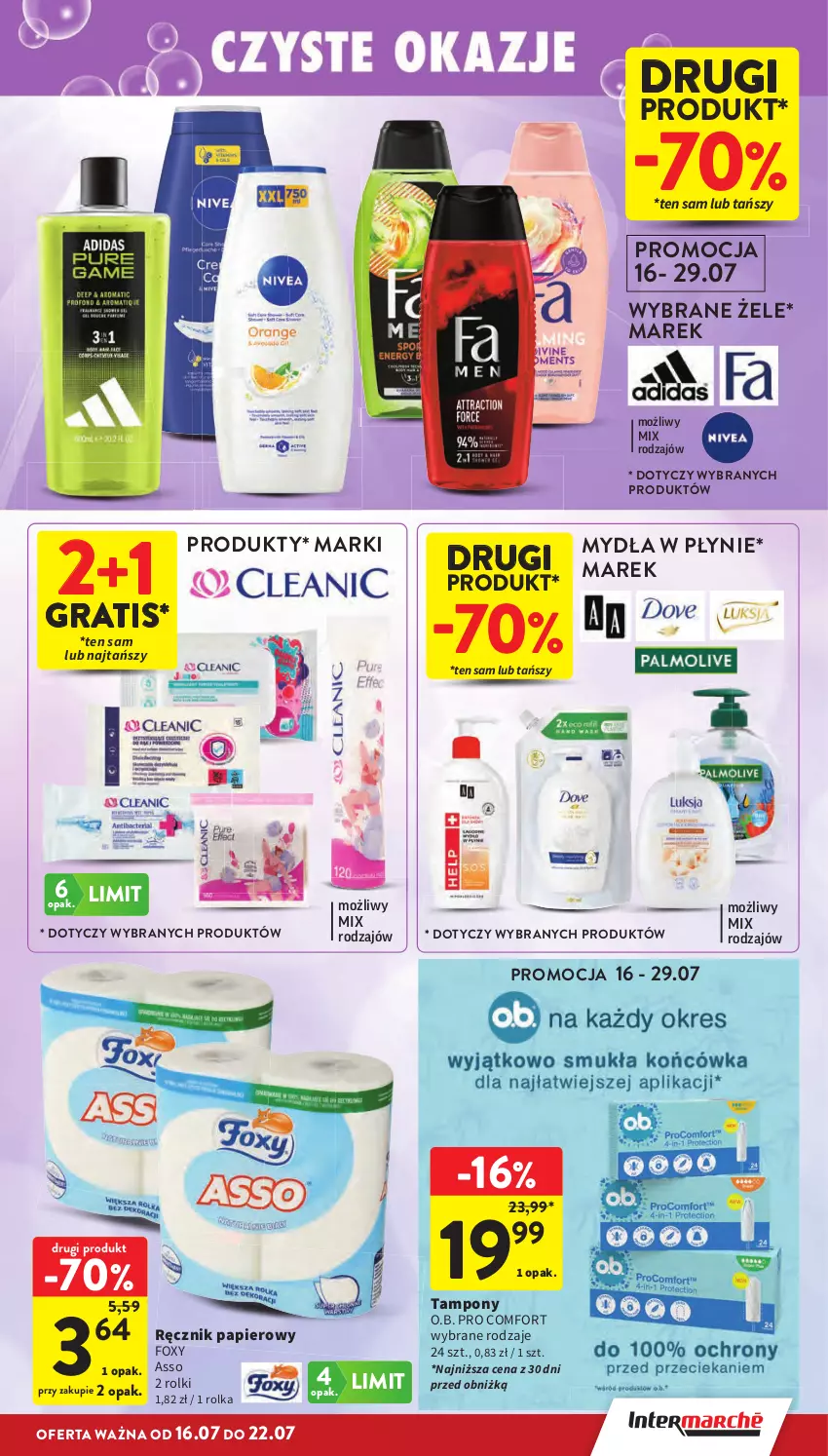 Gazetka promocyjna Intermarche - Gazetka promocyjna - ważna 16.07 do 22.07.2026 - strona 37 - produkty: Foxy, Gra, O.B., Papier, Ręcznik, Rolki, Tampony