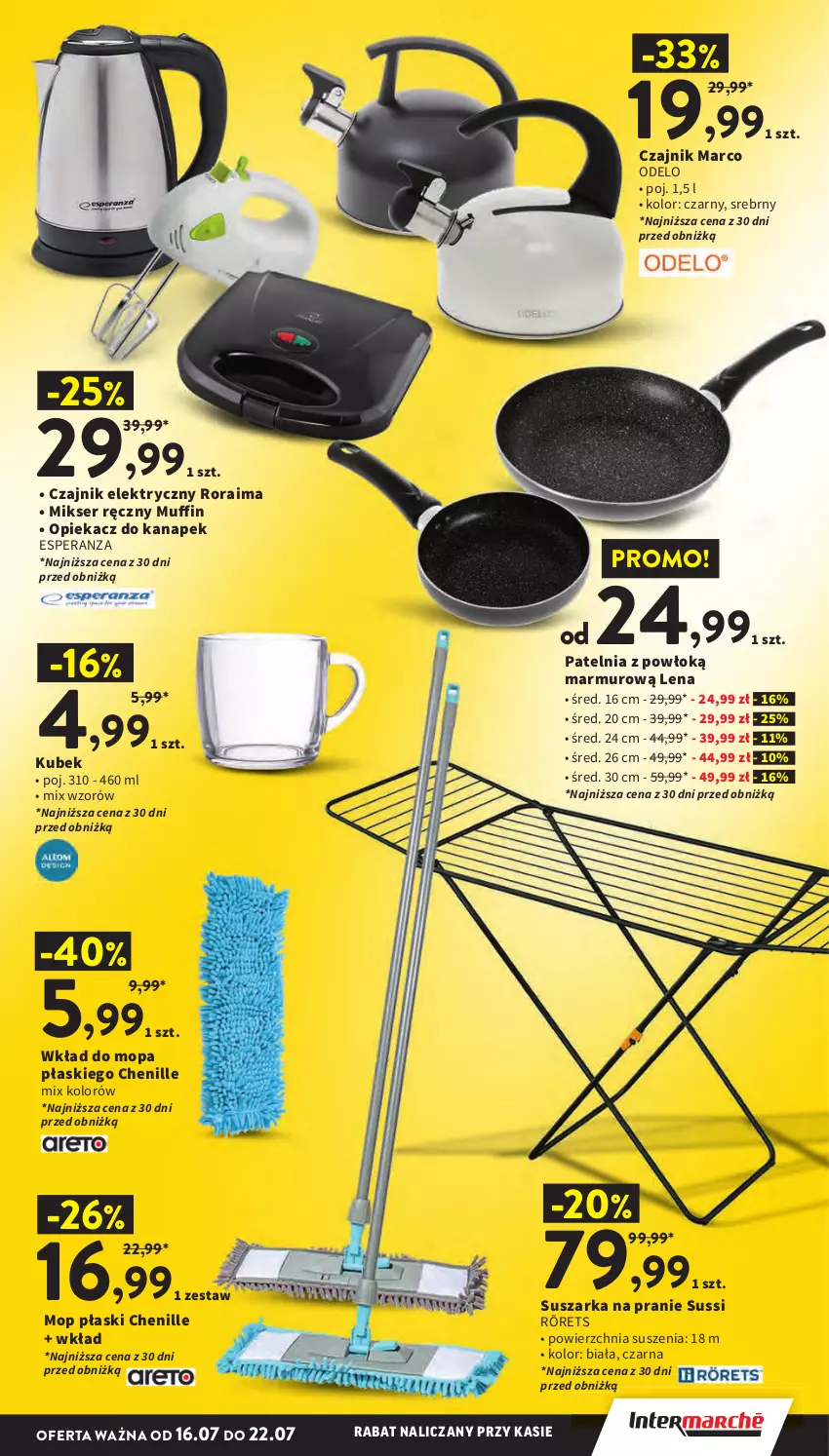Gazetka promocyjna Intermarche - Gazetka promocyjna - ważna 16.07 do 22.07.2026 - strona 41 - produkty: Czajnik, Czajnik elektryczny, Kubek, Mikser, Mikser ręczny, Mop, Opiekacz do kanapek, Patelnia, Ser, Suszarka, Suszarka na pranie, Wkład do mopa