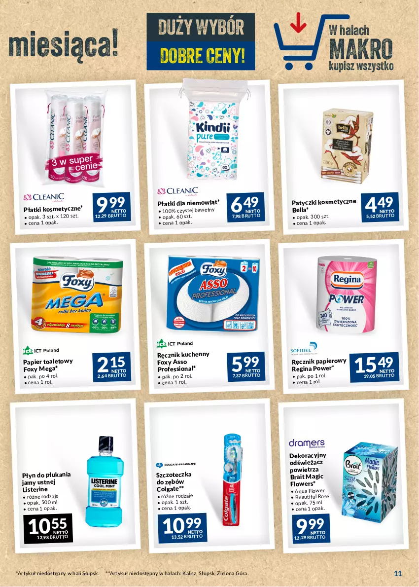 Gazetka promocyjna Makro - Najlepsze oferty - ważna 02.05 do 29.05.2023 - strona 11 - produkty: Bell, Bella, Colgate, Gin, LG, Listerine, Odświeżacz powietrza, Papier, Patyczki kosmetyczne, Płatki kosmetyczne, Płyn do płukania, Płyn do płukania jamy ustnej, Ręcznik, Ręcznik kuchenny, Szczoteczka, Szczoteczka do zębów