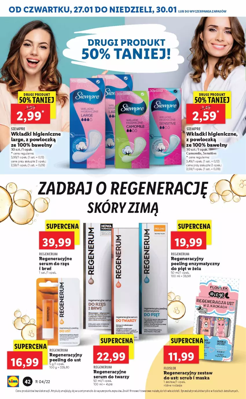 Gazetka promocyjna Lidl - GAZETKA - ważna 27.01 do 30.01.2022 - strona 42 - produkty: Maska, Peeling, Rum, Ser, Serum, Serum do twarzy, Wkładki