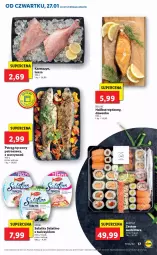 Gazetka promocyjna Lidl - GAZETKA - Gazetka - ważna od 30.01 do 30.01.2022 - strona 17 - produkty: Sałatka, Halibut, Marchewka, Warzywa, Gra, Pstrąg tęczowy, Tusz, Sałat, Sushi, Pstrąg, Tuńczyk