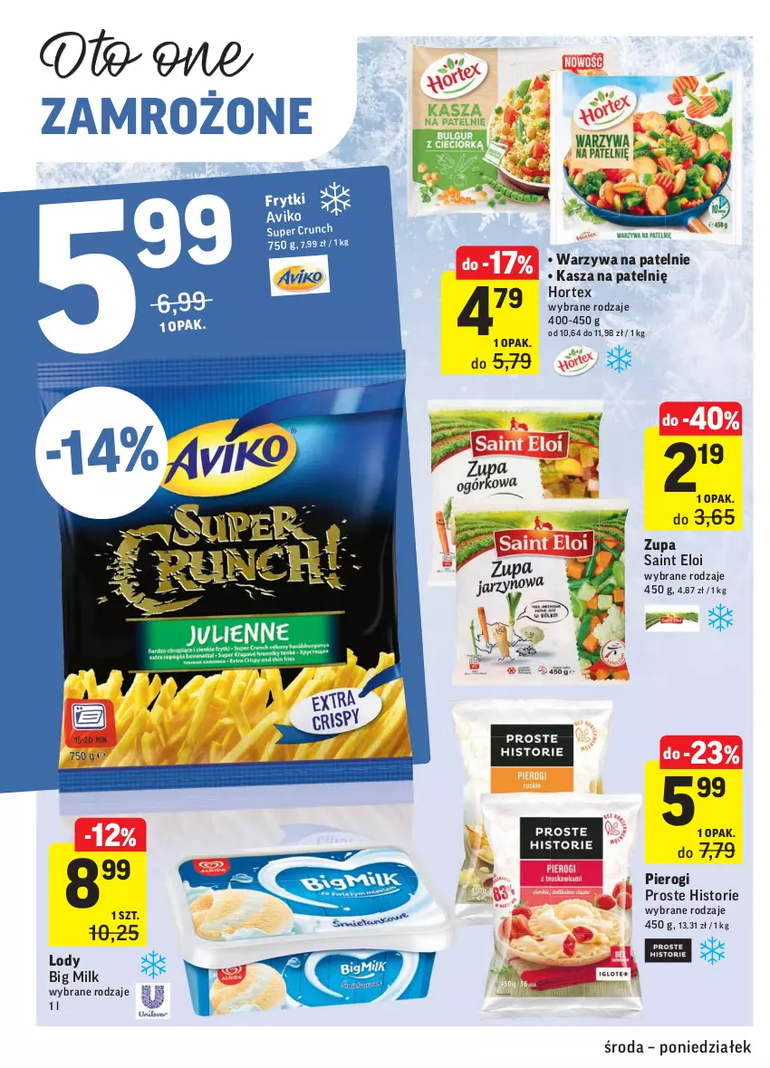 Gazetka promocyjna Intermarche - Gazetka tygodnia - ważna 07.04 do 12.04.2021 - strona 20 - produkty: Big Milk, Hortex, Kasza, Lody, Pierogi, Warzywa, Warzywa na patelnie, Zupa