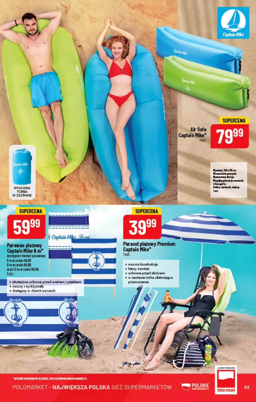 Gazetka promocyjna PoloMarket - Gazetka pomocyjna - ważna 22.06 do 28.06.2022 - strona 53 - produkty: Fa, Parasol, Parawan plażowy, Plecak, Por, Sofa, Sport, Torba