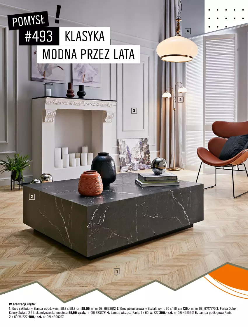 Gazetka promocyjna Obi - Gazetka OBI - ważna 31.05.2021 do 31.03.2023 - strona 62 - produkty: Dulux, Fa, Gres, Gres szkliwiony, Kominek, Konsola, Lampa, Lampa podłogowa, Lampa wisząca, Listwa, Obraz